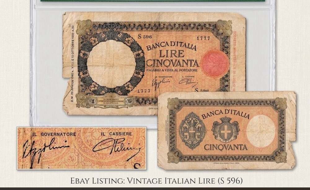 Italy, 50 Lire, 1933, P54, VG, Rare